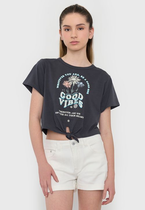 Polera Niña Teen Manga Corta Fun Nudo Marengo