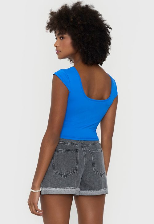 Peto Mujer Cuello Cuadrado Azul