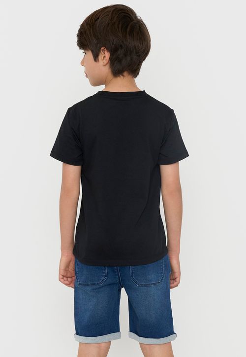 Polera Niño Kids Manga Corta Minecraft Negro