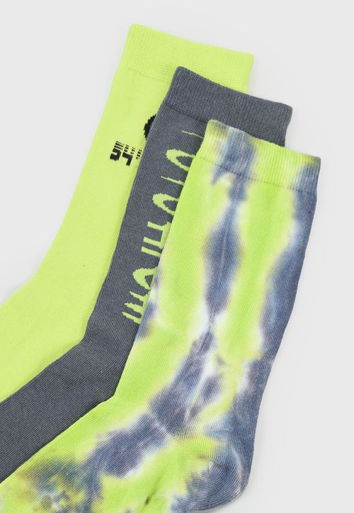 Calcetines Hombre Print Tripack Verde