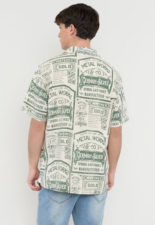Guayabera Hombre Viscosa Lino Ecru