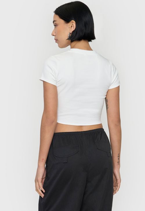 Polera Mujer Manga Corta Nudo Blanco