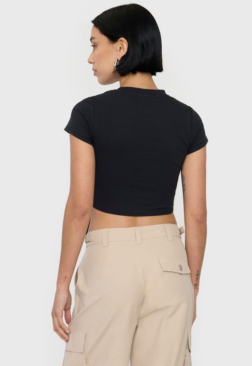 Polera Mujer Manga Corta Nudo Negro