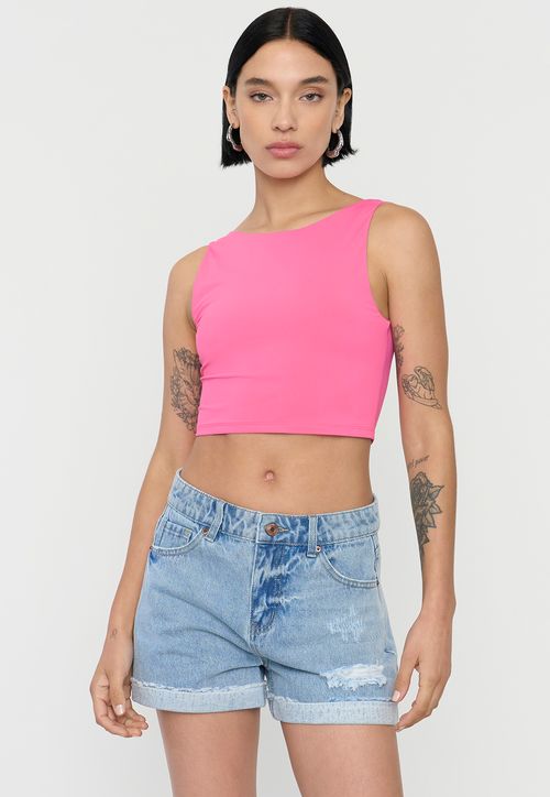 Peto Mujer Halter Espalda Baja Fucsia