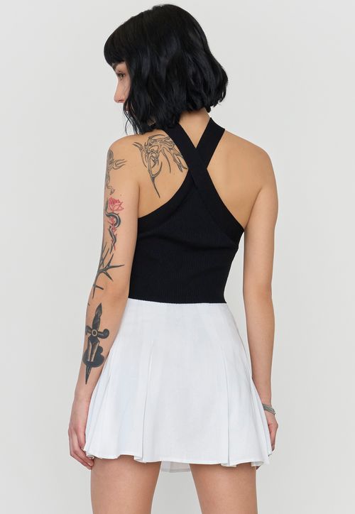Peto Mujer Tejido Cuello Cruzado Negro