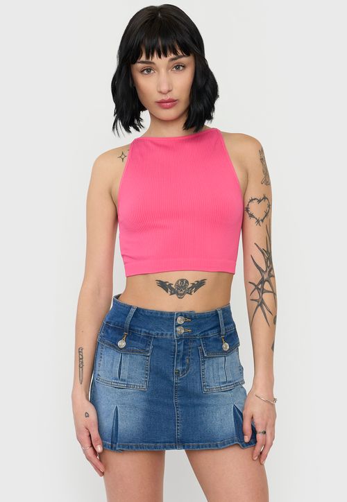 Peto Mujer Seamless Halter Fucsia