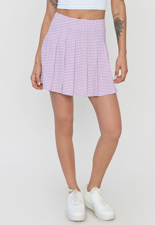 Falda Mujer Tableada Morado