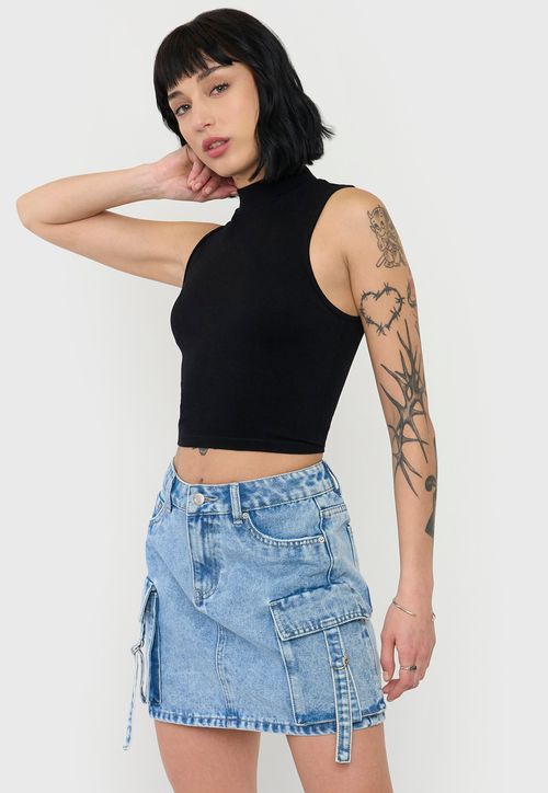 Falda Mujer Cargo Azul Claro