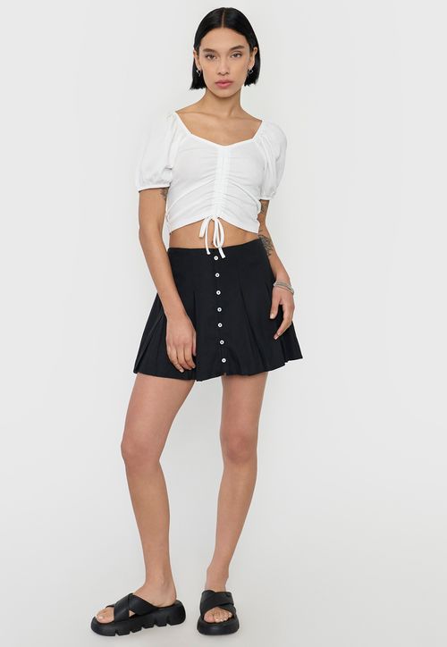 Falda Mujer Short Tableado Negro