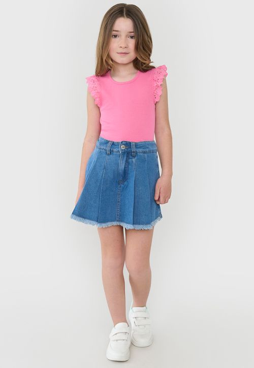 Falda Short Niña Kids Plisada Azul Medio