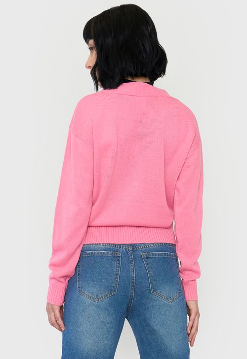 Sweater Mujer Cárdigan Regular Rosado