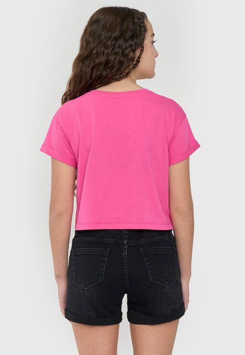 Polera Niña Teen Manga Corta Fun Fucsia