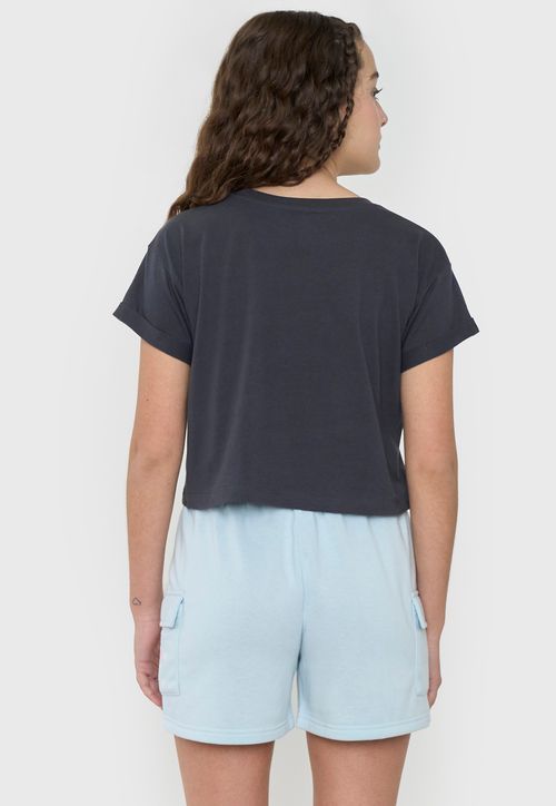 Polera Niña Teen Manga Corta Fun Gris Oscuro