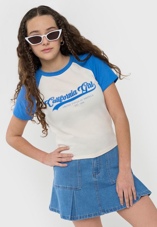 Polera Niña Teen Raglan Sporty Azul