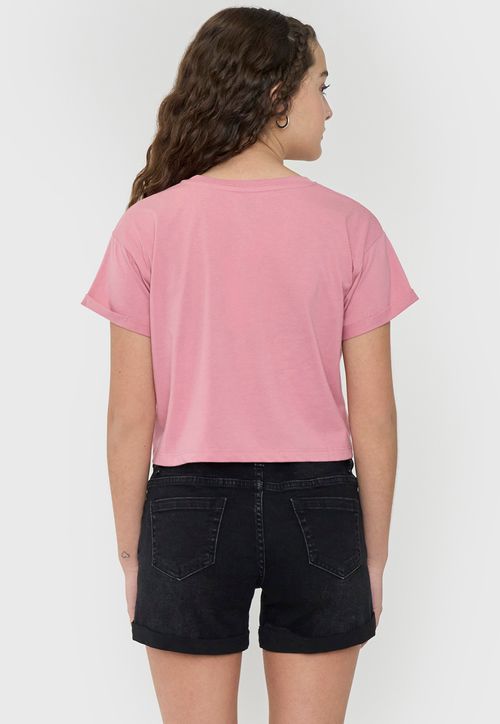 Polera Niña Teen Manga Corta Fun Rosado