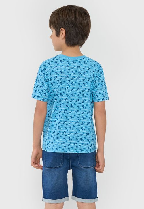 Polera Niño Kids Manga Corta Full Celeste