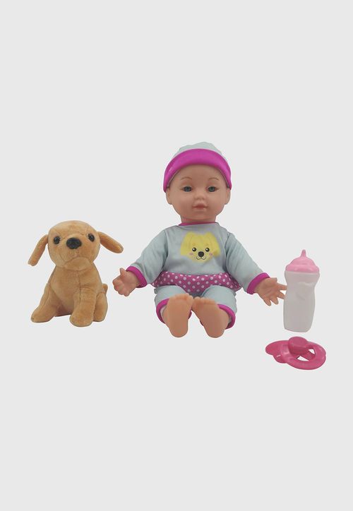 Muñeca Bebé Con Perro De Peluche