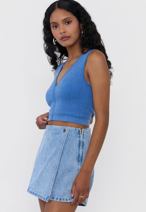 Peto Mujer Lavado Cuello V Azul Eléctrico