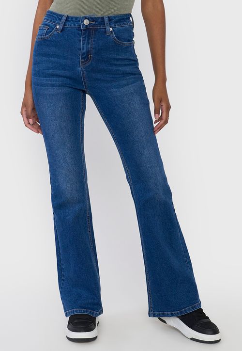 Jeans Mujer Flare Fit Azul Oscuro