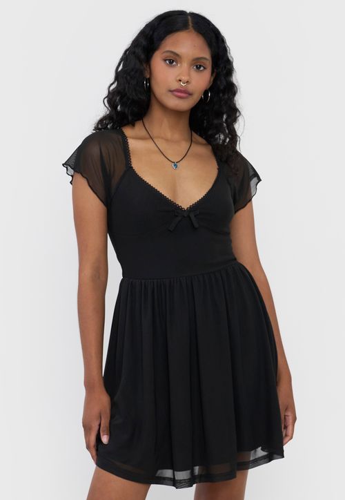 Vestido Mujer Malla Negro
