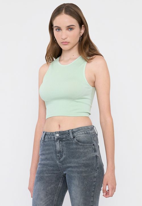 Polera Mujer Sin Mangas Cuello Halter Verde