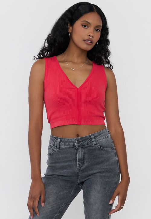 Peto Mujer Lavado Cuello V Rojo