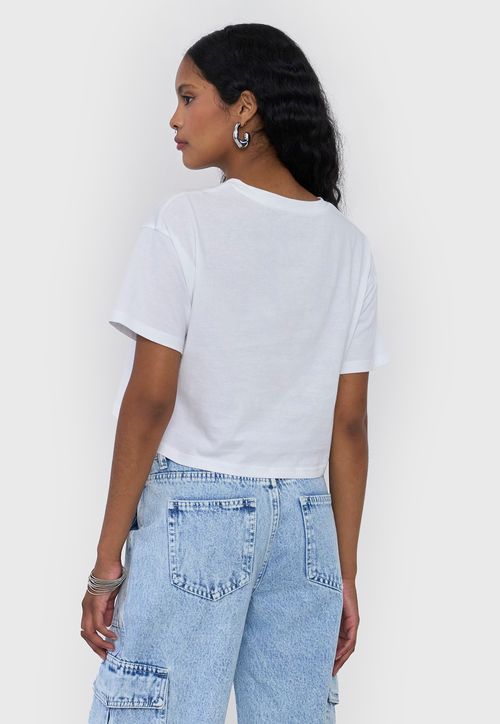 Polera Mujer Fun Manga Corta Blanco Crop