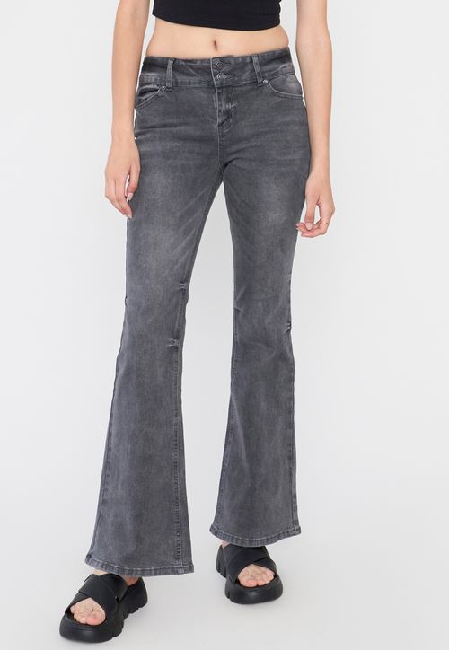 Jeans Mujer Flare Fit 2 Botones Negro