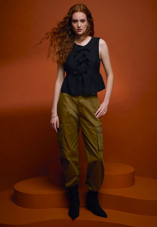 Pantalón Mujer Cargo Color Verde