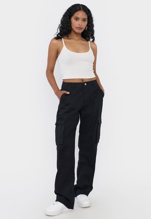 Pantalón Mujer Cargo Color Negro