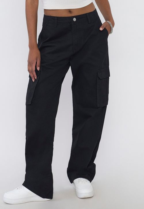Pantalón Mujer Cargo Color Negro