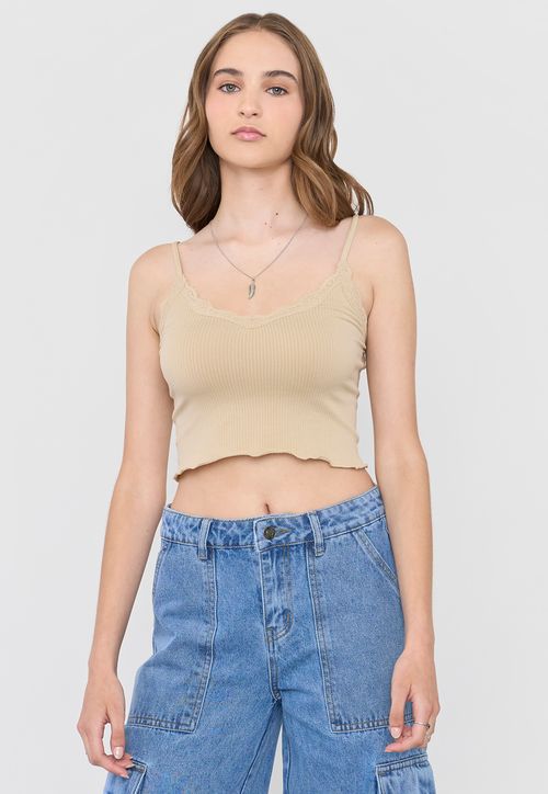 Peto Mujer Seamless Encaje Beige