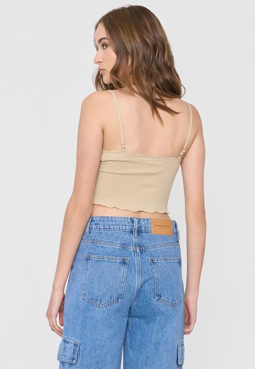 Peto Mujer Seamless Encaje Beige