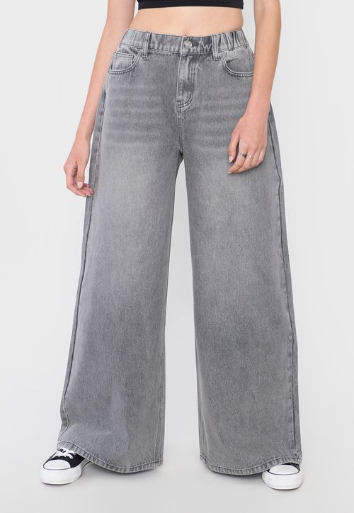 Jeans Mujer Extra Wide Leg Fit Gris