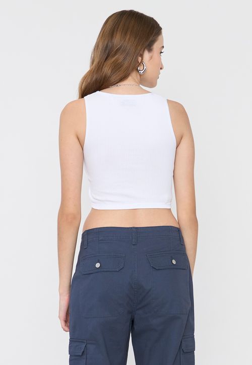 Polera Mujer Sin Mangas Cuello Halter Blanco