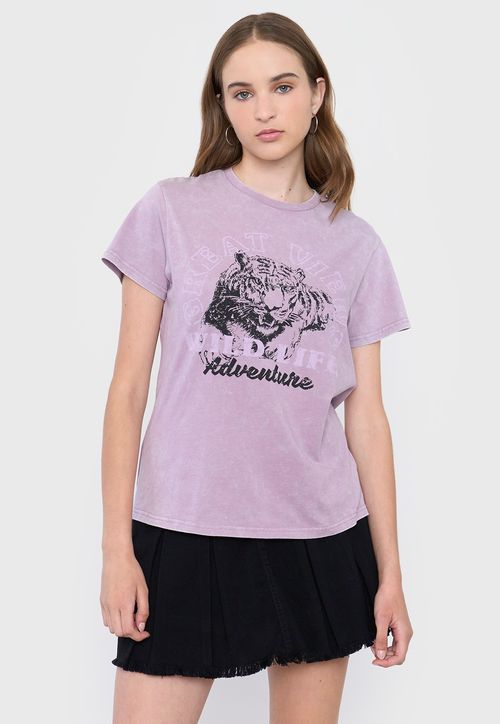 Polera Mujer Print Fun Regular Malva