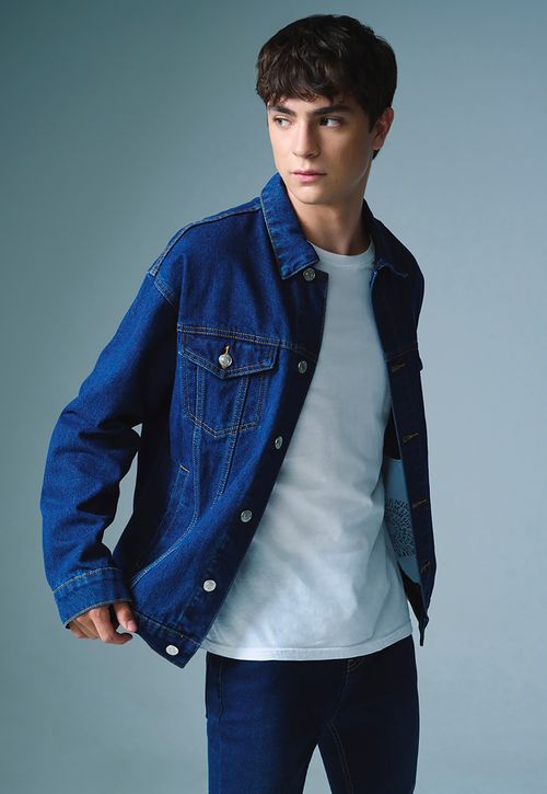 Chaqueta Hombre Denim Azul Medio