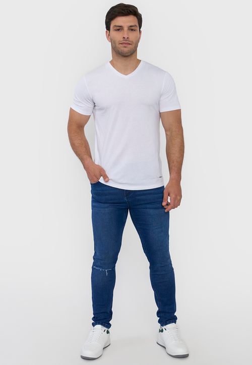 Jeans Hombre Skinny Spandex Azul Oscuro