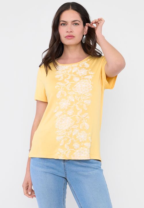 Polera Mujer Print Boho Amarillo