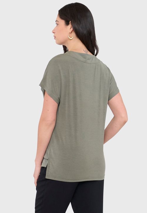 Polera Mujer Escote Verde Oliva