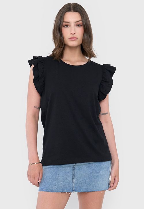 Polera Mujer Vuelos Print Negro