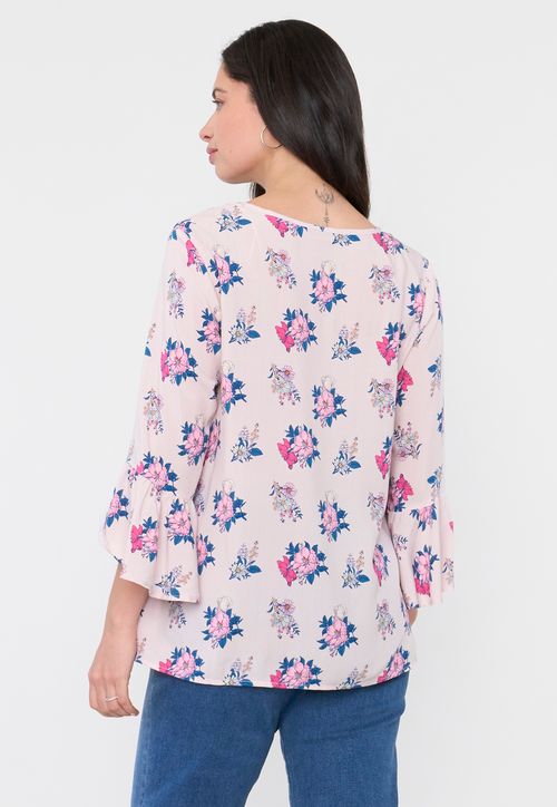 Blusa Mujer Manga Campana Palo Rosa