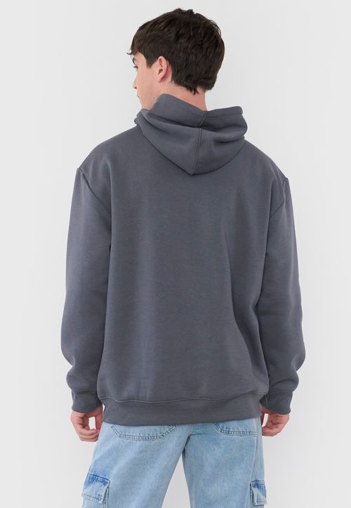 Polerón Hombre Canguro Liso Gris Oscuro