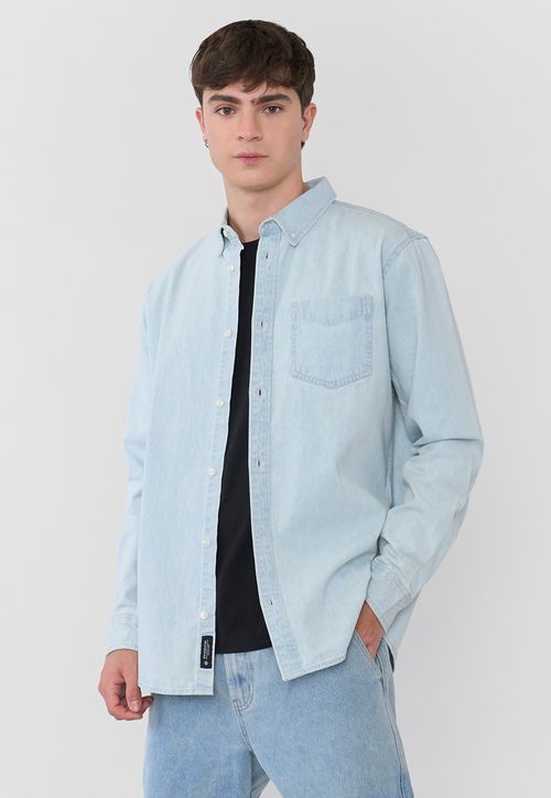 Sobrecamisa Hombre Bolsillo Azul Claro