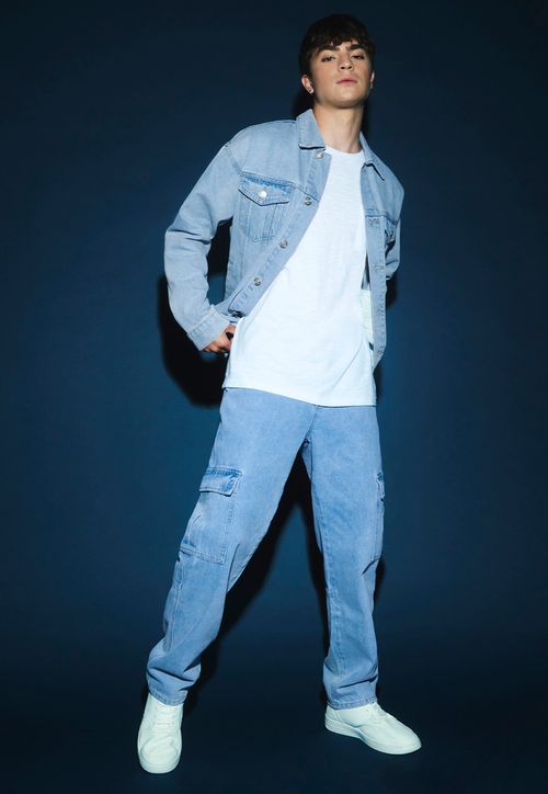 Jeans Hombre Cargo Azul Claro