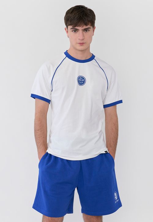 Polera Hombre Raglan College Blanco