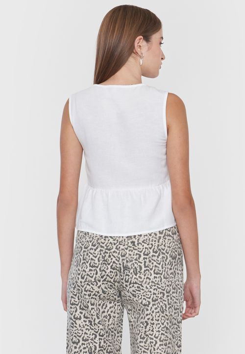 Blusa Mujer Amarras Sin Mangas Blanco