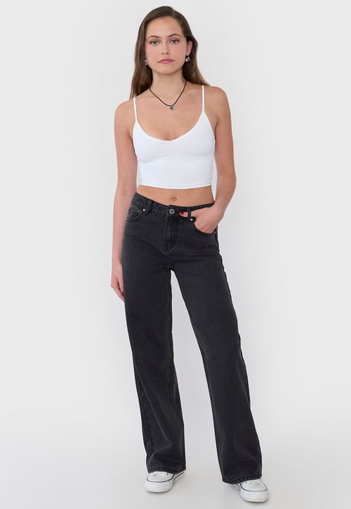 Jeans Mujer Wide Leg Fit Negro