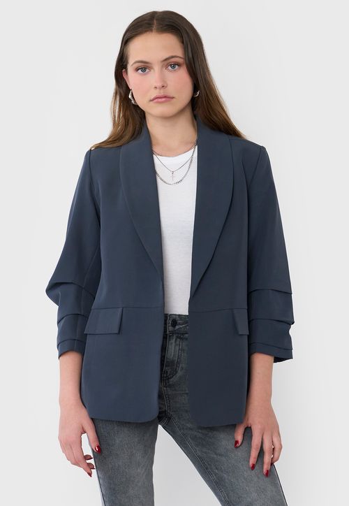 Blazer Mujer Liso Gris Marengo