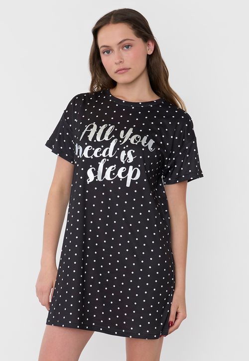 Camisa de Dormir Mujer Poliéster Puntos Negro